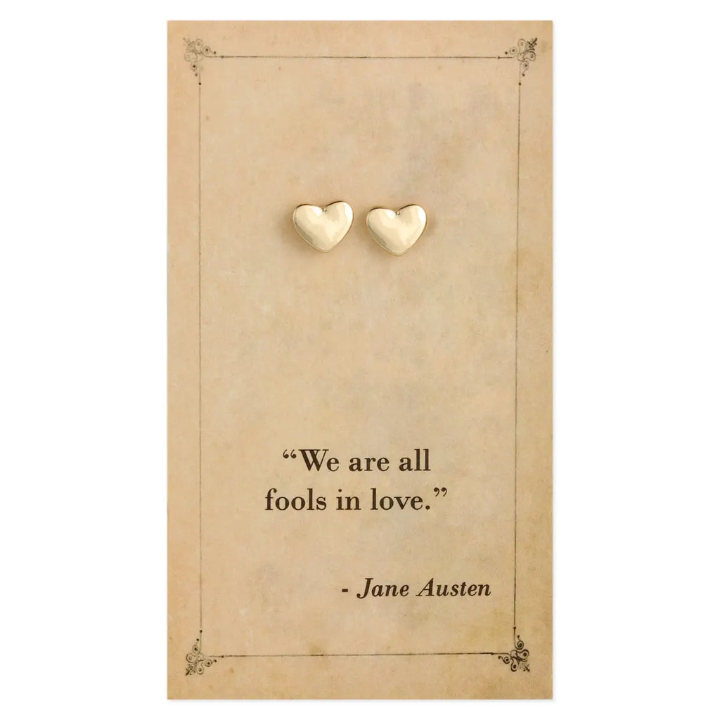 Literary Quotes Heart Post Earrings