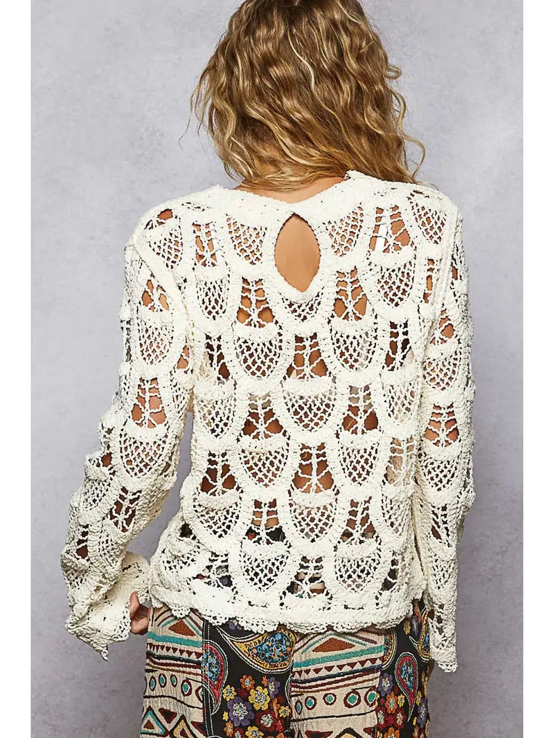 Valentina Long Sleeve Crochet Top by POL