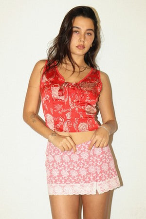 Cora Paisley Print Satin Corset Top by Bailey Rose