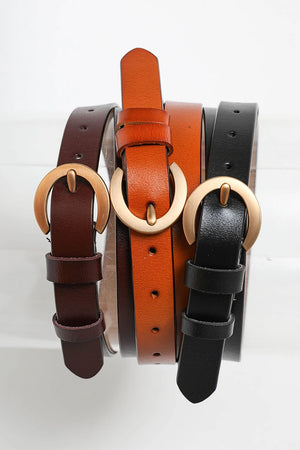 Gold Curved Buckle Waist Belt In 3 Colors