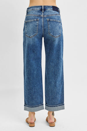 Dawn Kellen Mid-Rise Ankle Boyfriend Turn Up Jeans by Risen