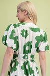 Meryl Green Floral V-Neck Midi Dress