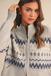 Fair Isle Zip Up Sweater Cardigan