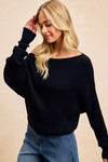 Camila Waffle Knit Off Shoulder Top in Black