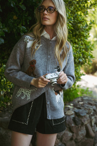 Salli Scallop Edge Button Down Sweater Vest in Dark Brown by Le Lis