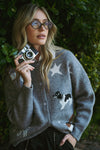Dog Design Knit Sweater Cardigan