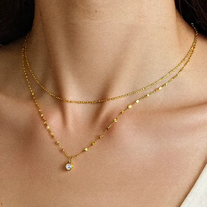 Cerise 18K Stone Stacked Necklace