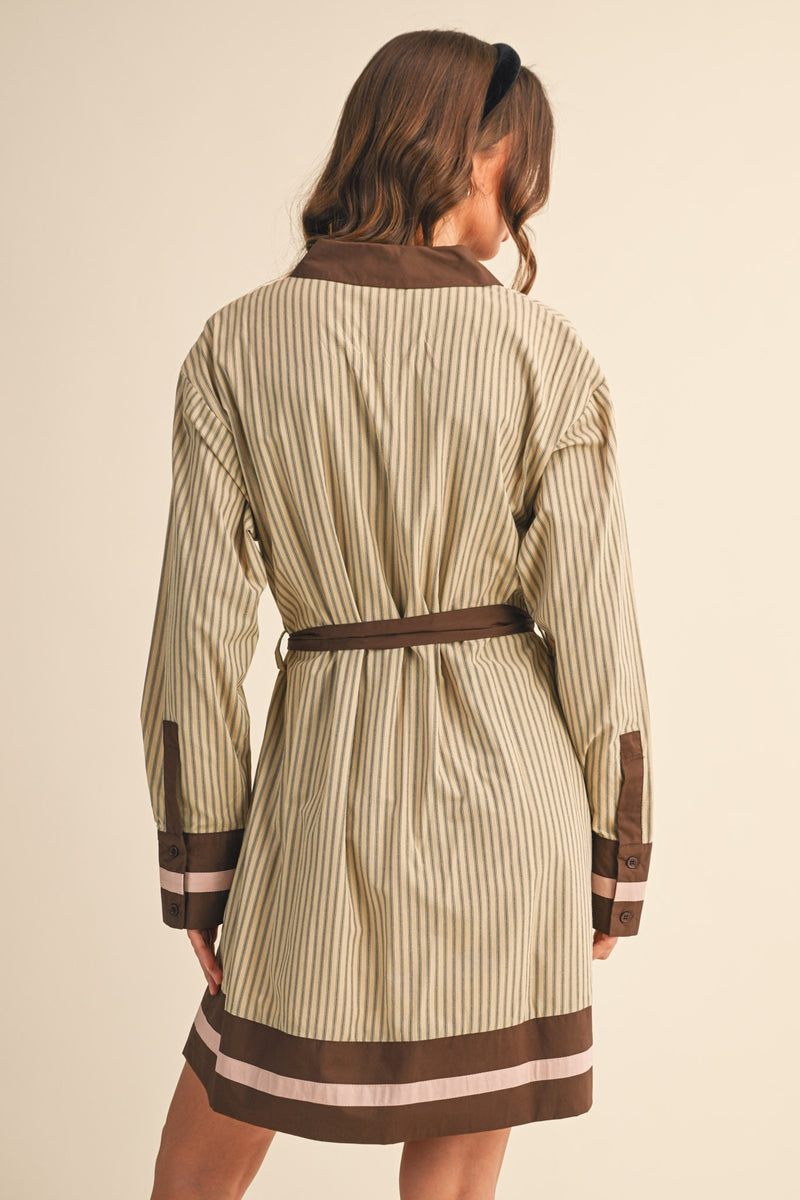 Jules Button Down Mini Dress With Belt