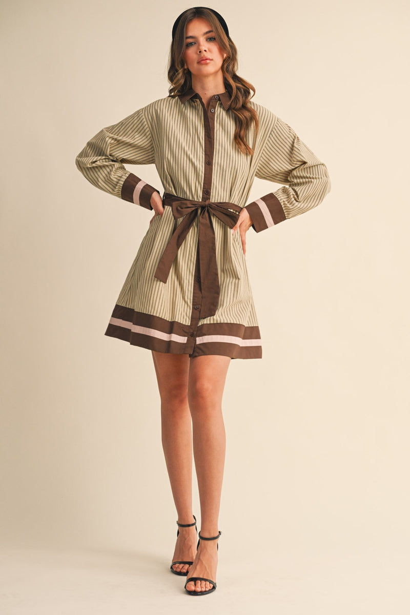 Jules Button Down Mini Dress With Belt