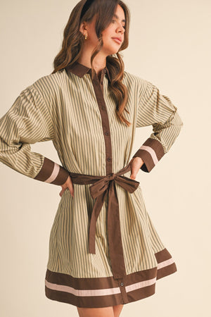 Jules Button Down Mini Dress With Belt