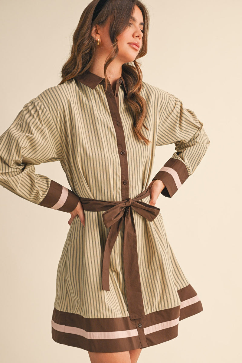 Jules Button Down Mini Dress With Belt