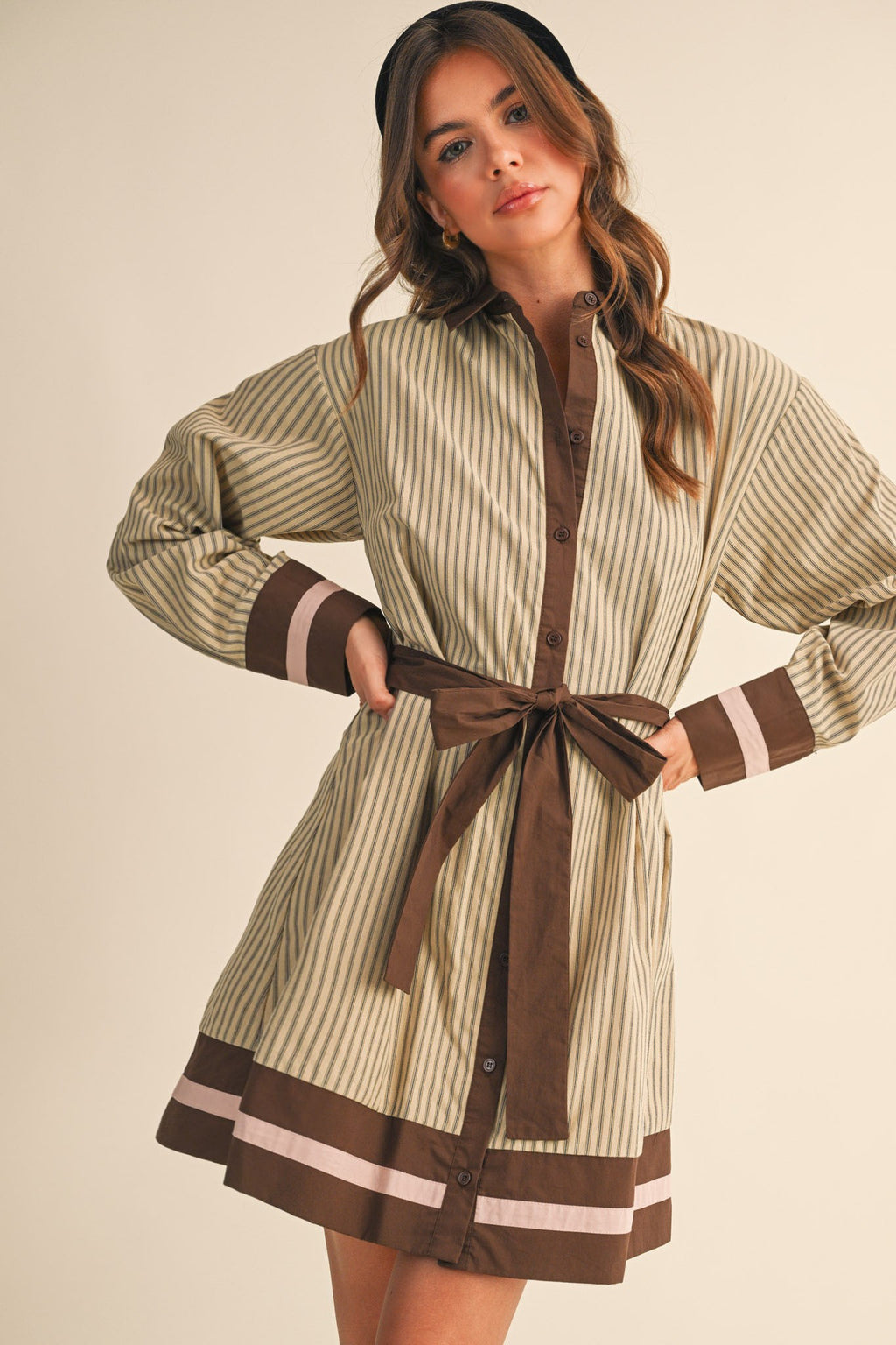 Jules Button Down Mini Dress With Belt