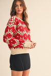 Fuzzy Red Floral Sweater by &Merci