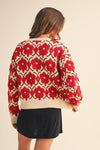 Fuzzy Red Floral Sweater by &Merci