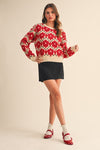 Fuzzy Red Floral Sweater by &Merci
