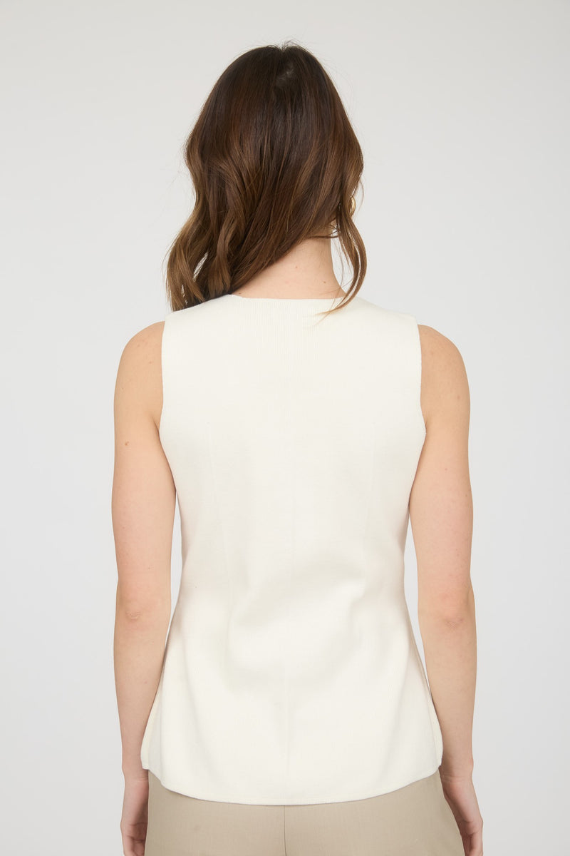 Piper Button Down Sleeveless Knit Vest in Cream