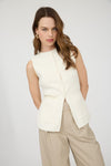Piper Button Down Sleeveless Knit Vest in Cream