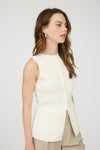 Piper Button Down Sleeveless Knit Vest in Cream