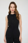 Piper Button Down Sleeveless Knit Vest in Black