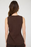 Piper Button Down Sleeveless Knit Vest in Brown