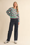 Fuzzy Cherry Sweater in Emerald Berry