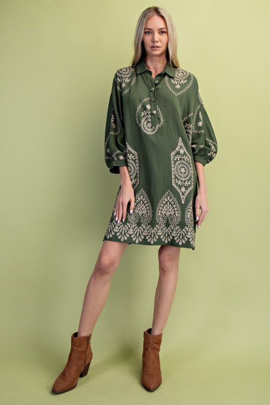 Hannah Half Button Shirt Dress
