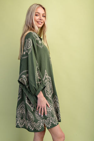 Hannah Half Button Shirt Dress