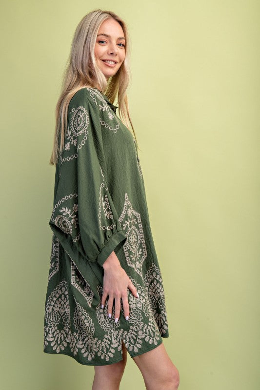 Hannah Half Button Shirt Dress