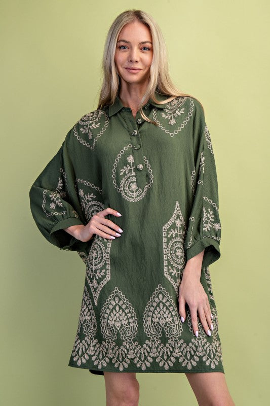 Hannah Half Button Shirt Dress