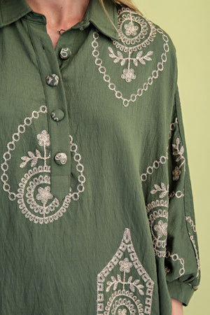 Hannah Half Button Shirt Dress
