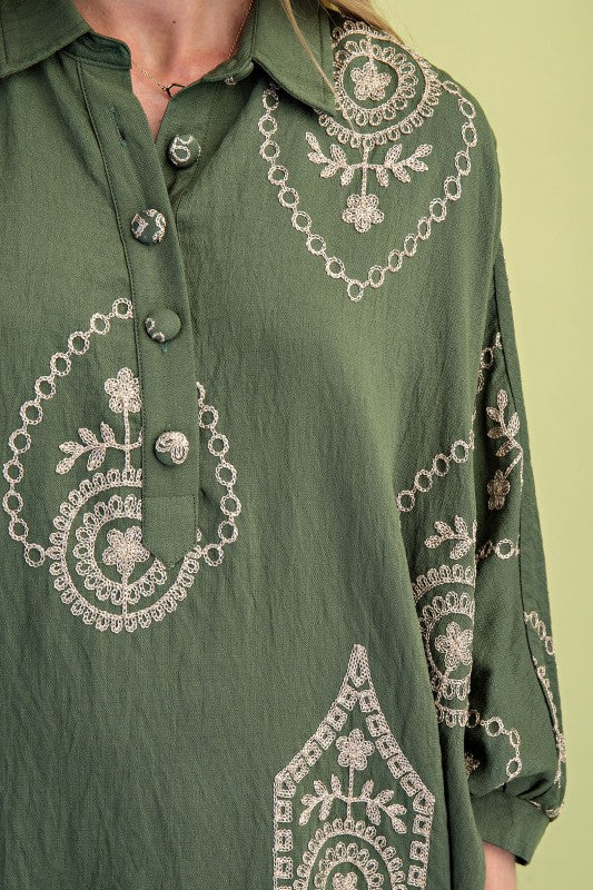 Hannah Half Button Shirt Dress