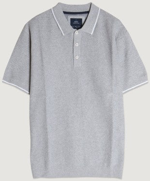 Ray Knit Polo Sweater in Light Heather Grey