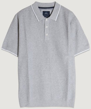 Ray Knit Polo Sweater in Light Heather Grey