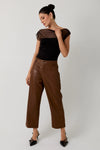 Harley Mesh & Ponti Mix Drape Top in Black