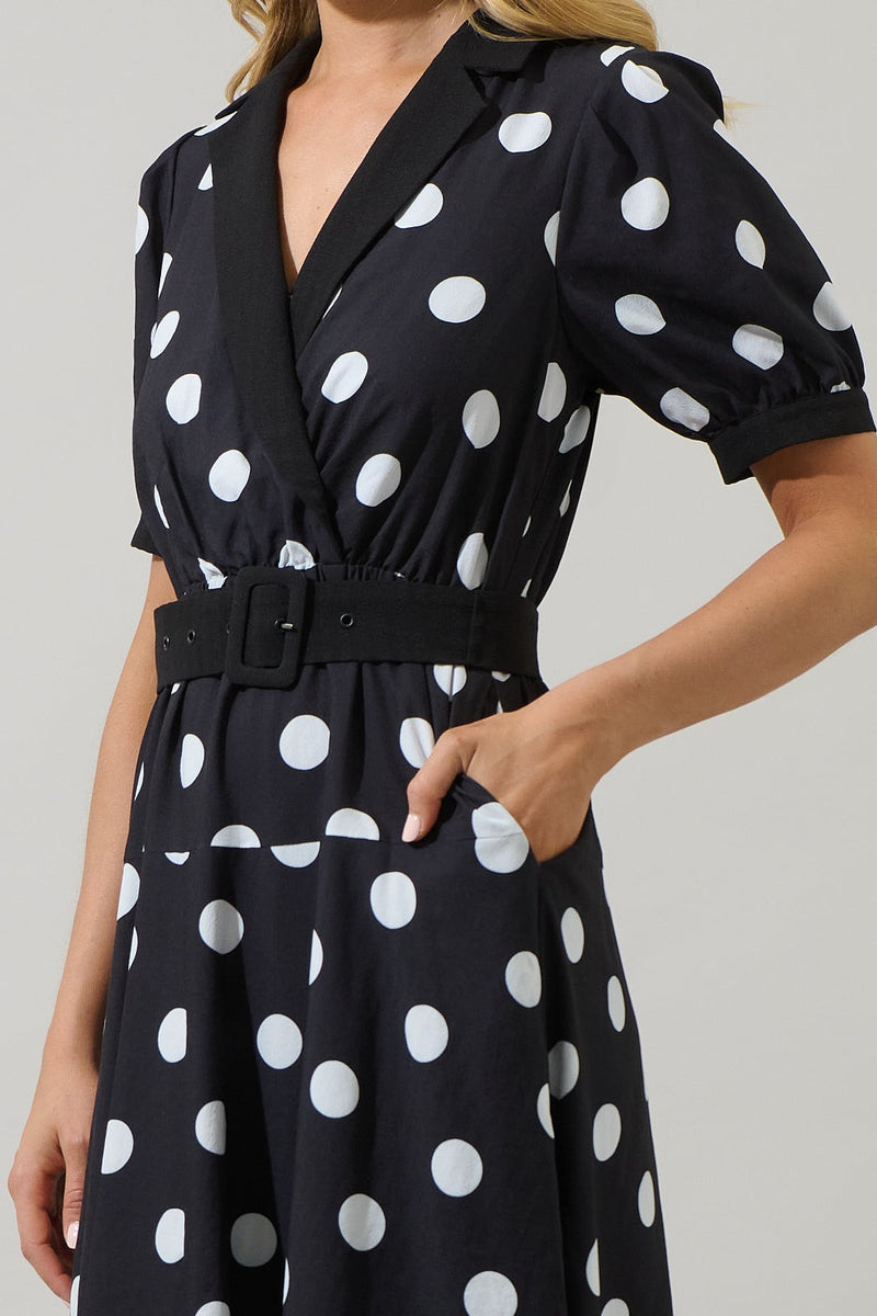 Darrah Polka Dot Wrap Dress With Belt