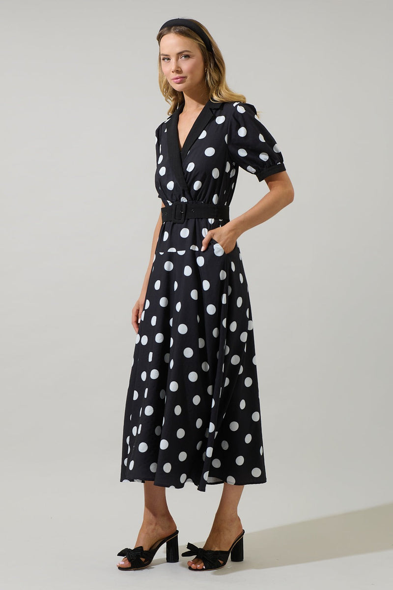 Darrah Polka Dot Wrap Dress With Belt