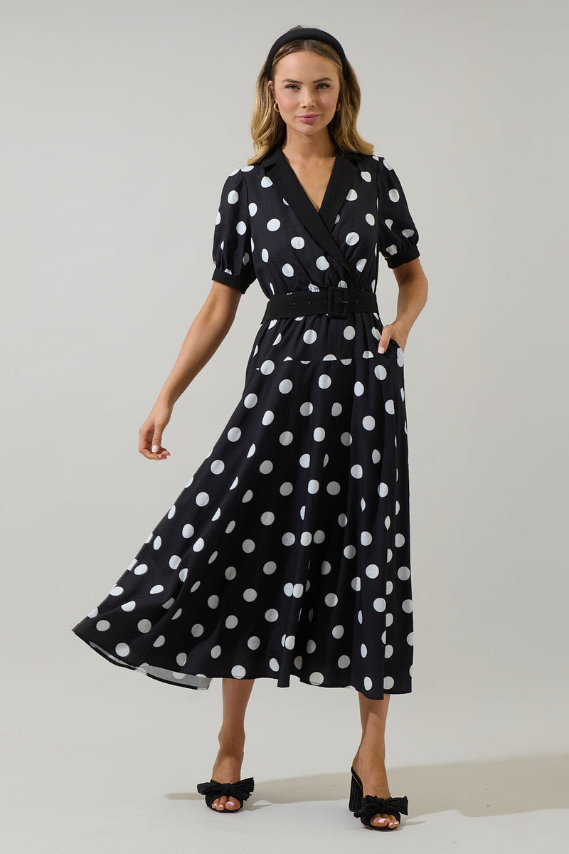 Darrah Polka Dot Wrap Dress With Belt