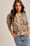Sara Animal Print Short Sleeve Cardigan Sweater by Hem & Thread