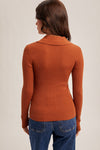 Stella Front Twist Collared Sweater Knit Top in Brown by Hem & Thread