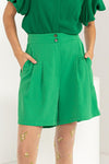 Kylie Ribbed Short Sleeve Wide Leg Jumpsuit in Green