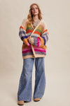 Evelyn Rainbow Crochet Open Cardigan in Cream Multi