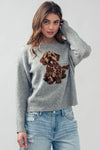 Playful Puppy Graphic Knit Sweater