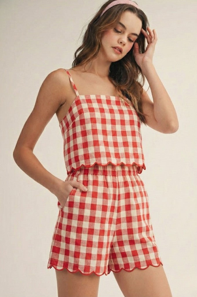 cotton romper dress Delilah With Scallop Trim inspired floral print in Color:Petal Blush Morilee 