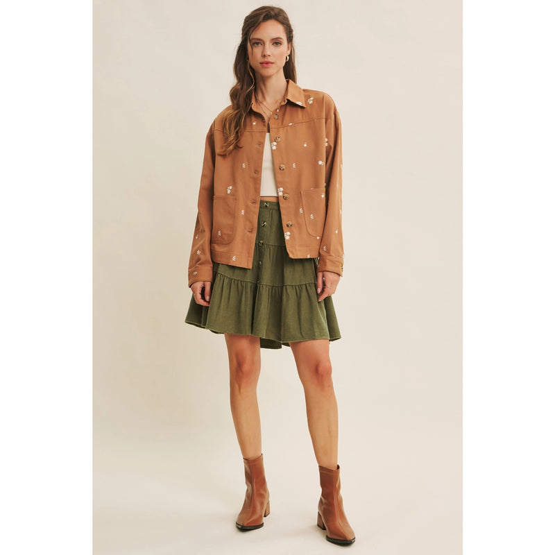 Embroidered Cotton Twill Utility Jacket