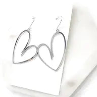 Silver Metal Heart Statement Earrings