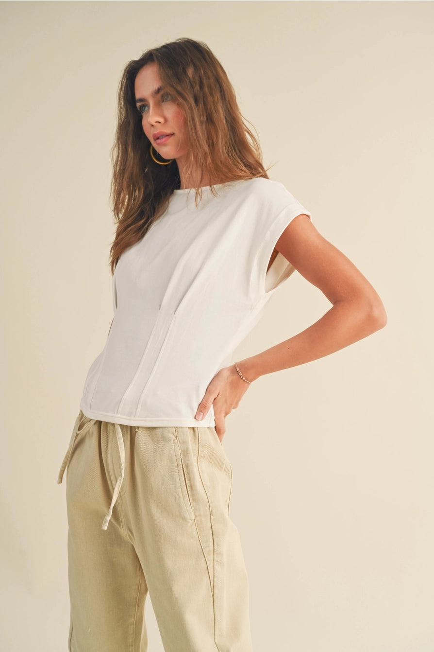 Corset Style Top in White by Miou Muse