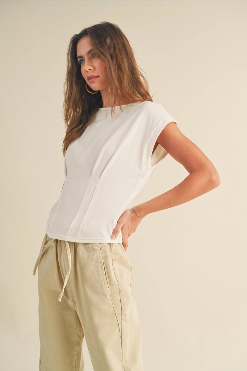 Corset Style Top in White by Miou Muse