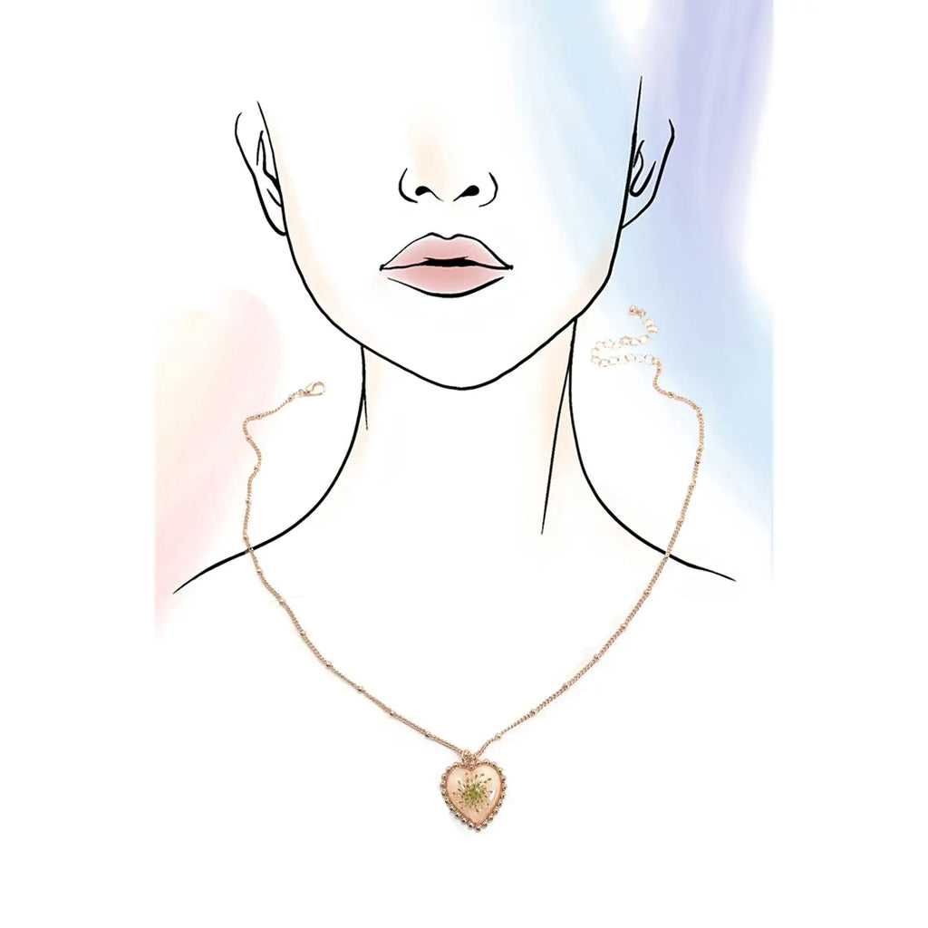 Pressed Flower Gold Heart Necklace