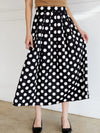 Polka Dot Pleated Circle Midi Skirt