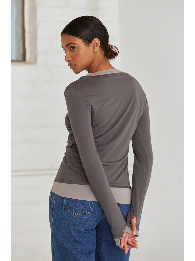 Octavia Two-In-One Long Sleeve Top by Crescent